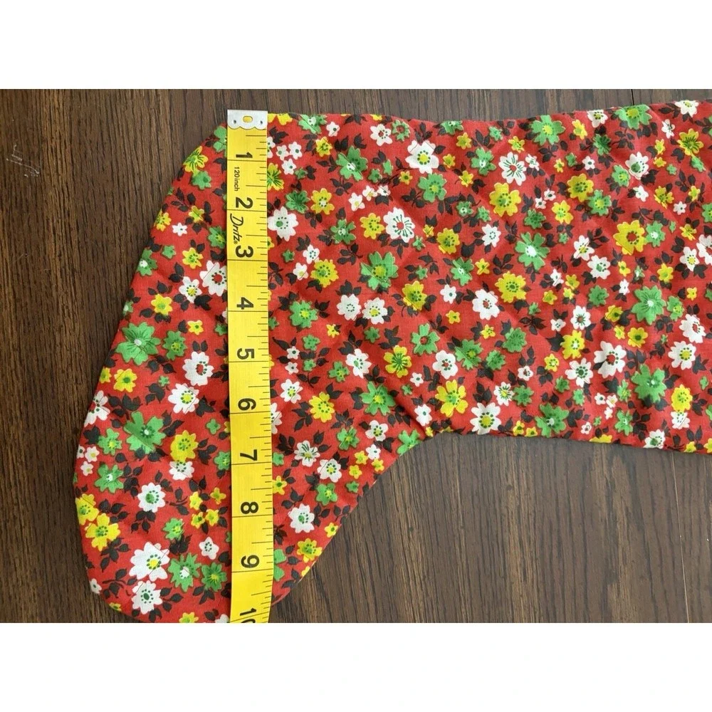 Vintage Handmade Christmas Stocking Floral Calico Quilted Elf Doll